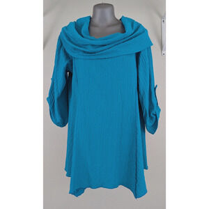 Moonlight Y & S Fashion Design sz M L Lagenlook Tunic Top crinkle artsy 0259